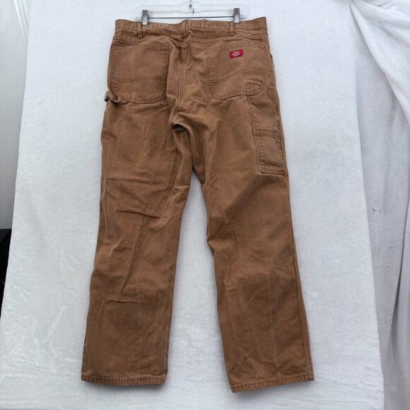 Dickies Pants Men 38x30 (36x29) Brown Canvas Carpenter Workwear Straight Leg - Picture 1 of 12